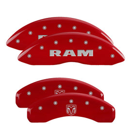 MGP Caliper Covers 55005SRMHRD Set of 4: Red finish, Silver RAM / RAMHEAD