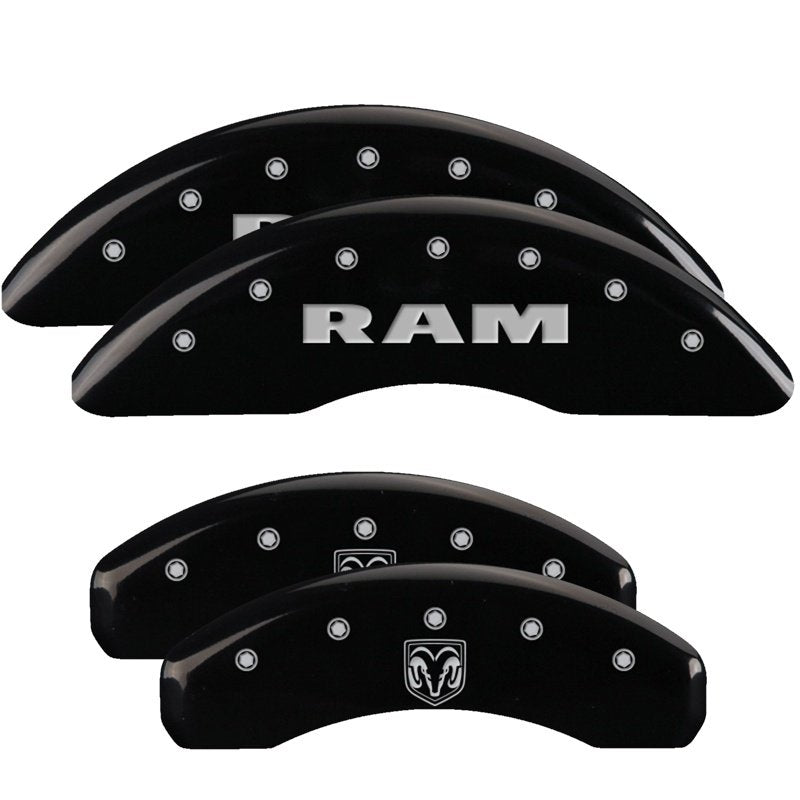 MGP Caliper Covers 55006SRMHBK Set of 4: Black finish, Silver RAM / RAMHEAD