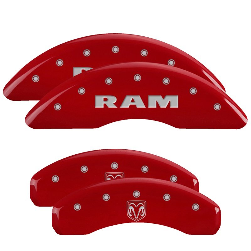 MGP Caliper Covers 55006SRMHRD Set of 4: Red finish, Silver RAM / RAMHEAD