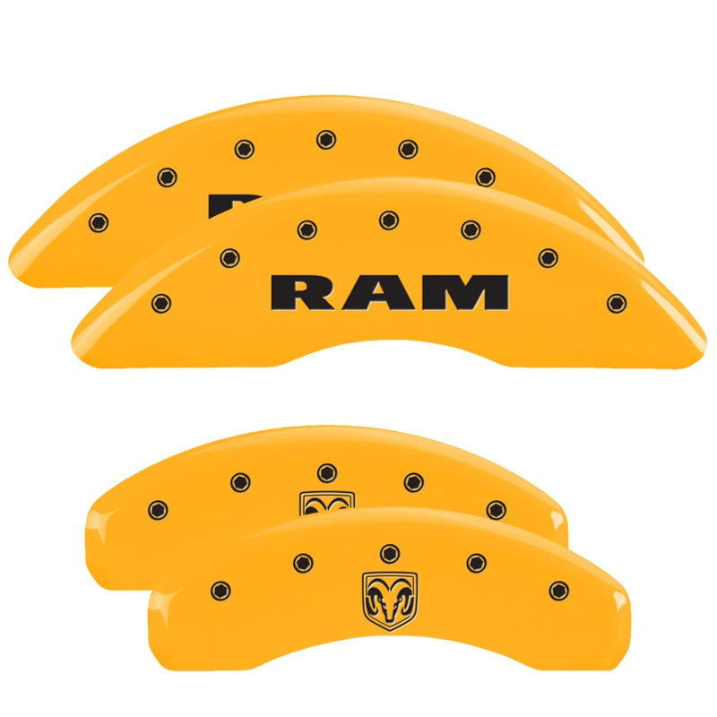 MGP Caliper Covers 55006SRMHYL Set of 4: Yellow finish, Black RAM / RAMHEAD