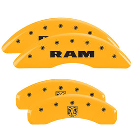 MGP Caliper Covers 55006SRMHYL Set of 4: Yellow finish, Black RAM / RAMHEAD