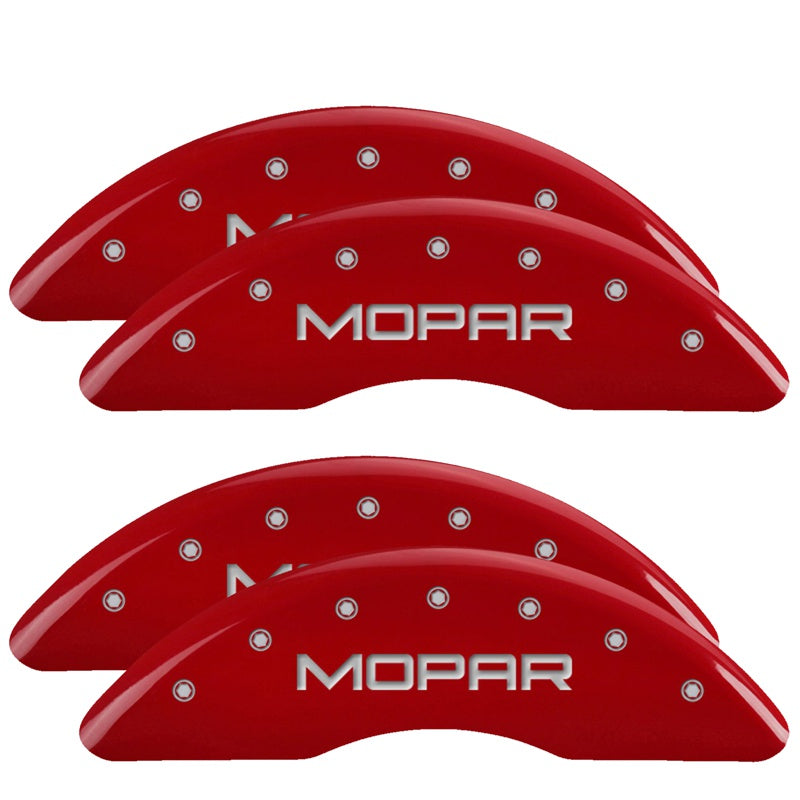 MGP Caliper Covers 55007SMOPRD Set of 4: Red finish, Silver MOPAR