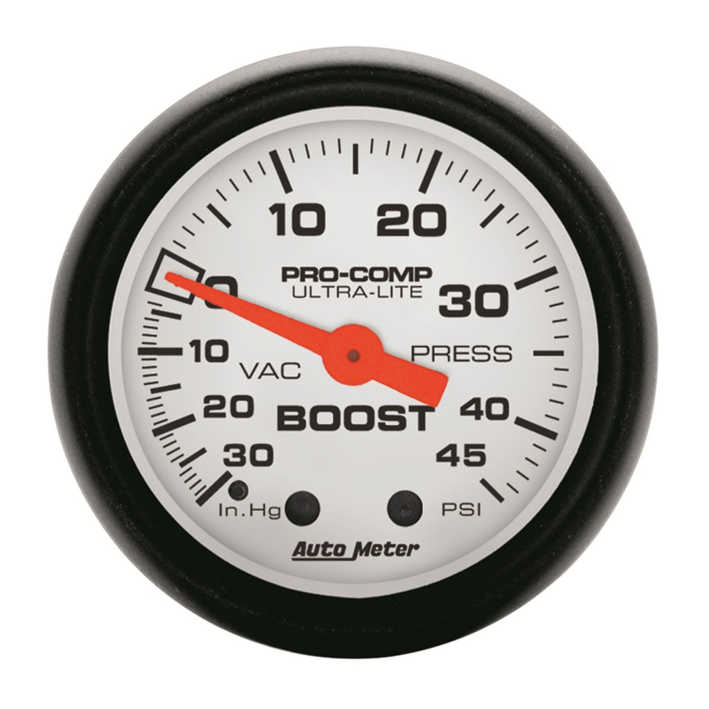 AutoMeter 5708 Traditional incandescent lighting illuminates around the perimeter of the dial