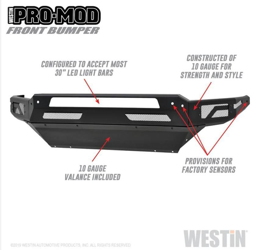 Westin 58-41025 Pro-Mod Front Bumper; Textured Black;