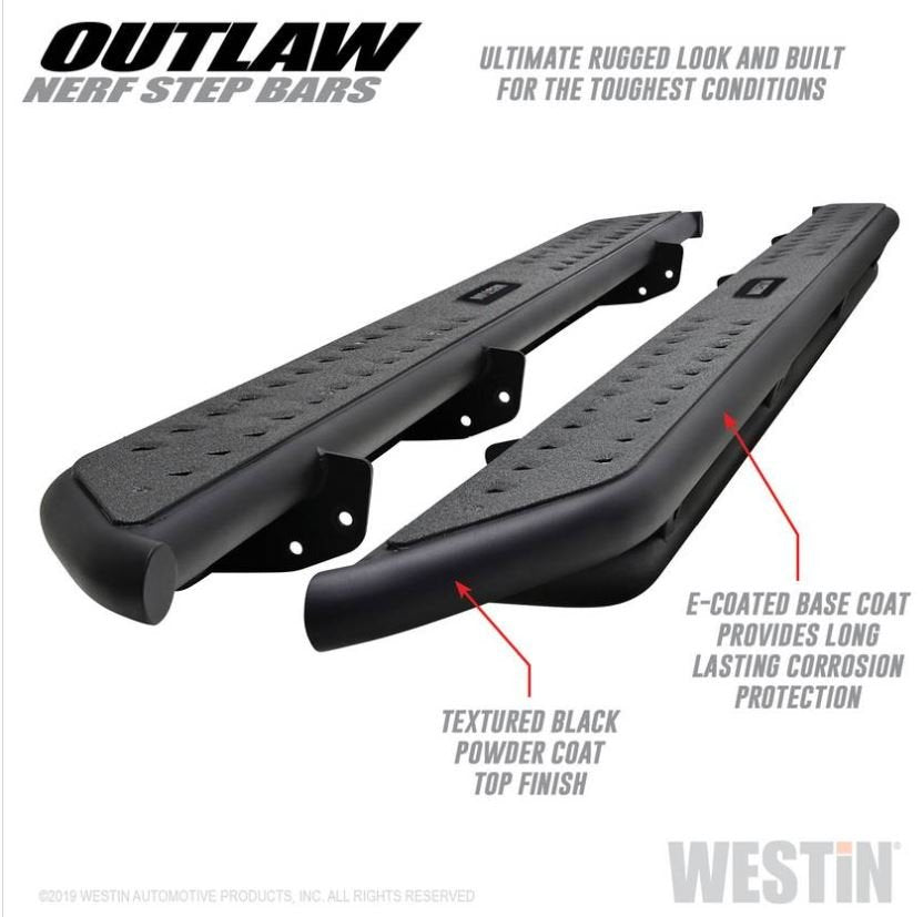 Westin 58-53715 Outlaw Nerf Step Bars; Textured Black; For Double Cab;