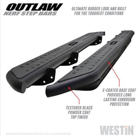 Westin 58-53715 Outlaw Nerf Step Bars; Textured Black; For Double Cab;