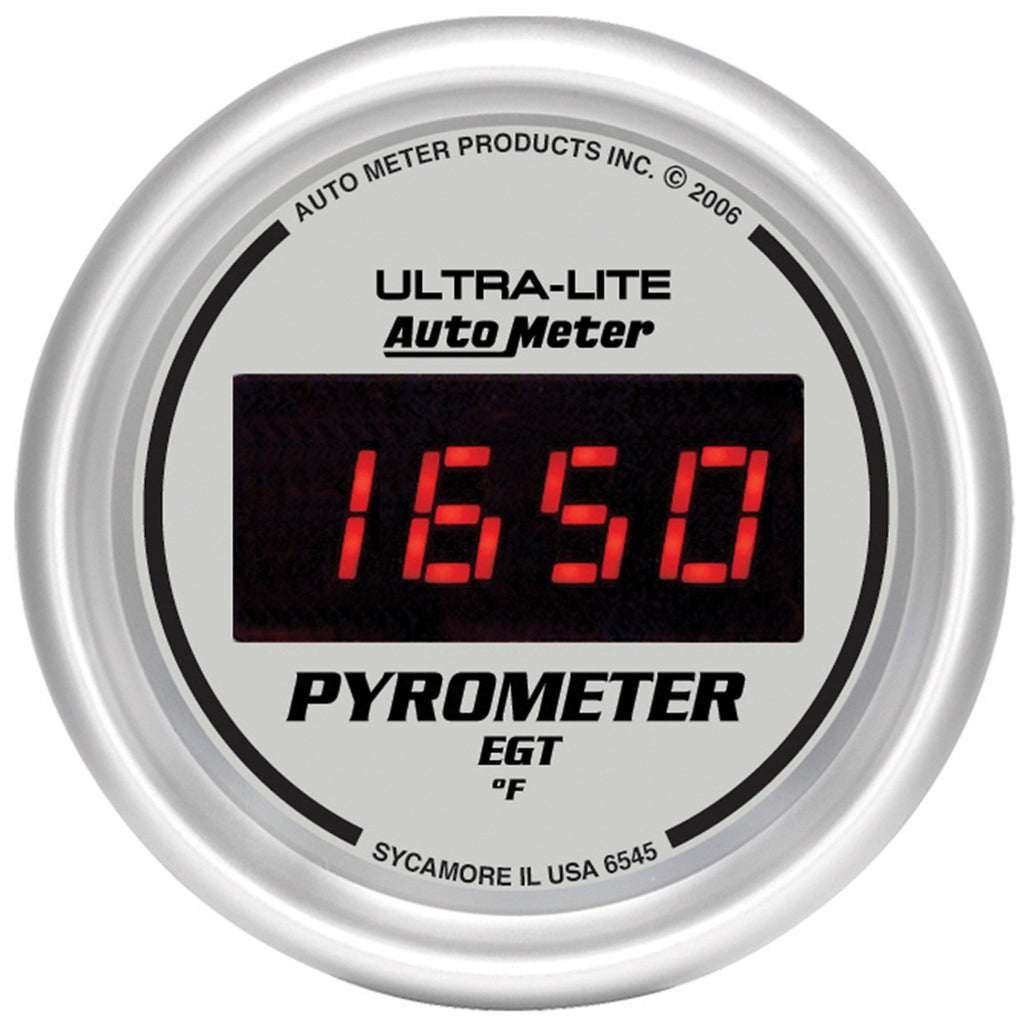 AutoMeter 6545 GAUGE, PYROMETER (EGT), 2 1/16", 1600 Degrees F, DIGITAL, SILVER DIAL W/ RED LED