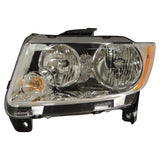Crown Automotive Jeep Replacement 68088869AA Left Halogen Headlight Assembly for 11-17 Jeep MK Compass w/ Chrome Bezels