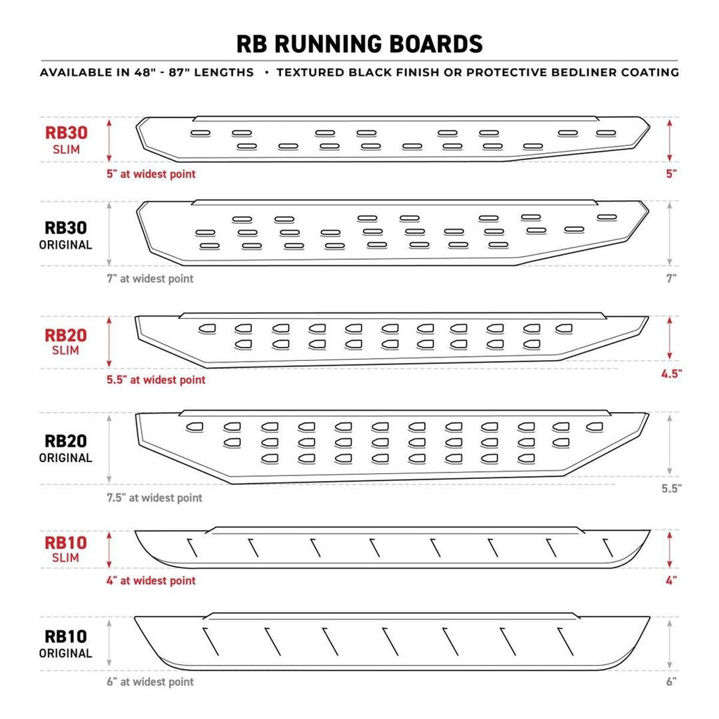 Go Rhino 6960488020PC RB30 Running Boards with Mounting Brackets, 2 Pairs Drop Steps Kit