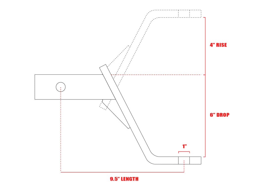 Armordillo USA 7161559 6" Drop Down Hitch For 2" Receiver.
