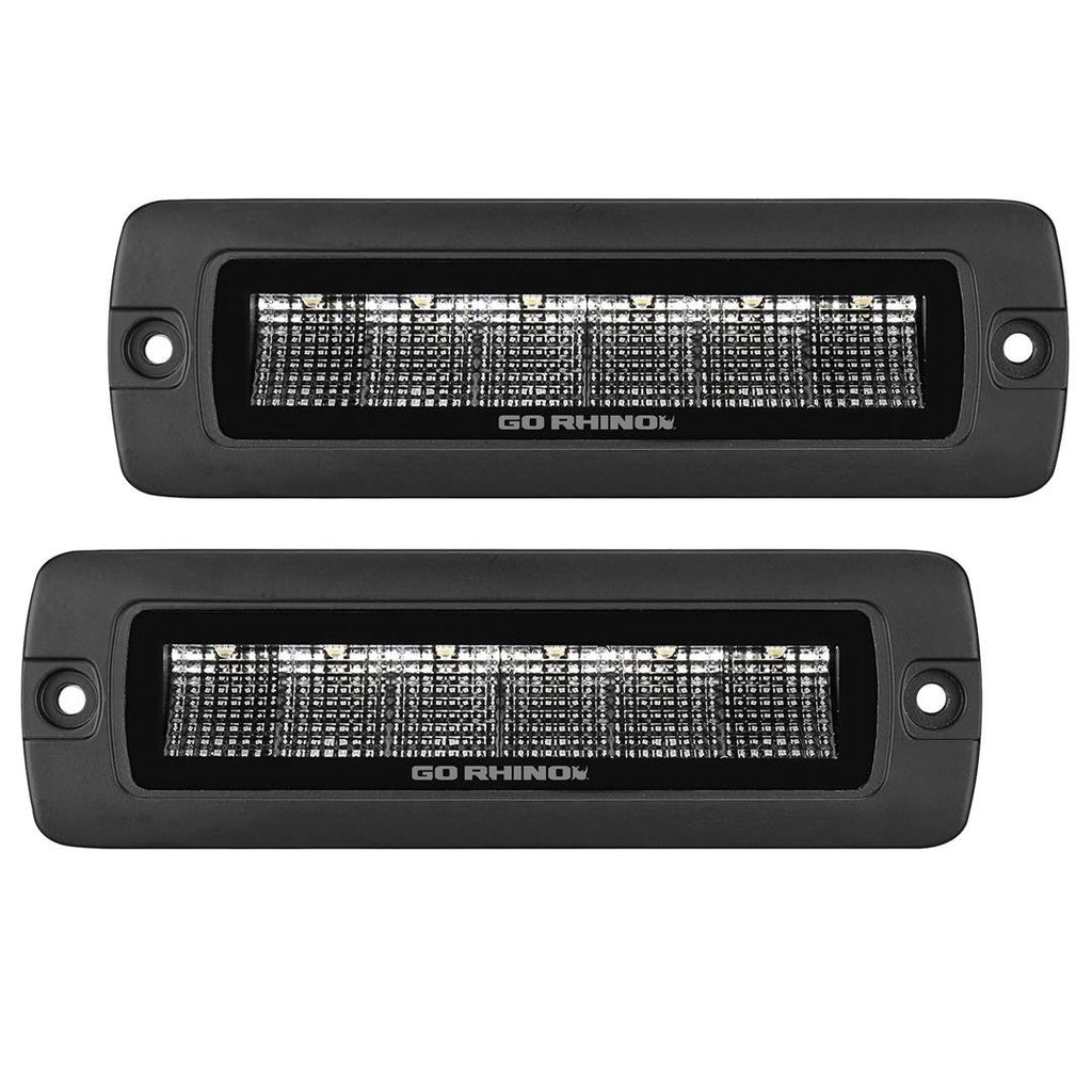Go Rhino 750300621FBF Blackout Series - SIXLINE 6-LED Flood Lights with Flush Mount, Pair