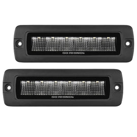 Go Rhino 750300621FBF Blackout Series - SIXLINE 6-LED Flood Lights with Flush Mount, Pair