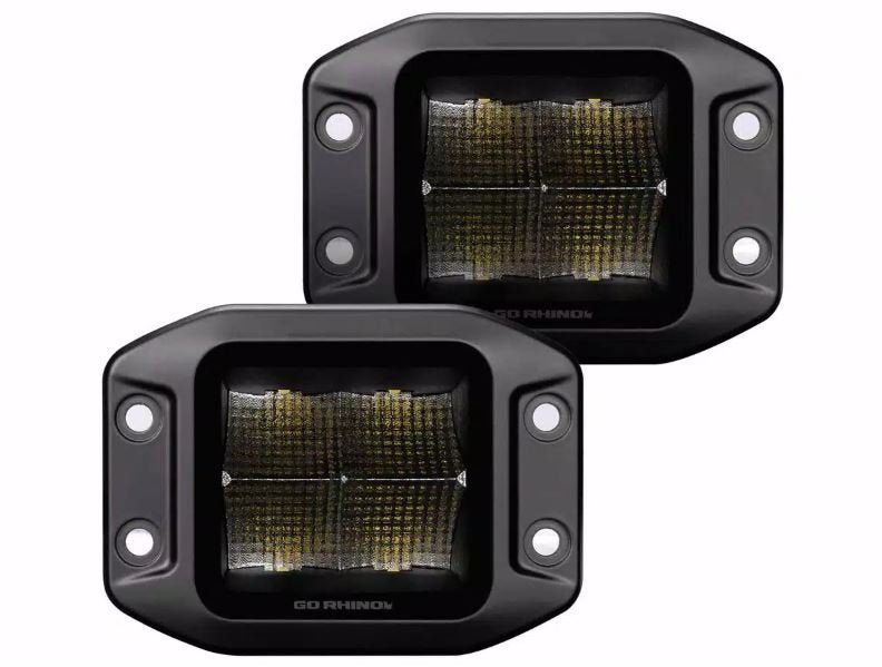 Go Rhino 750400321SCF Blackout Series - CUBEIT 3x3 LED Cube Spot Lights with Flush Mount, Pair