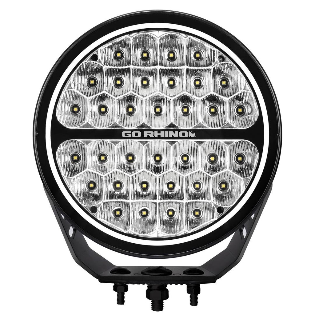 Go Rhino 751700911DRS Blackout Series - MAXROUND 9" Round LED Driving Light w/Daytime Running Lights