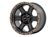 Load image into Gallery viewer, Rough Country 79 Series Wheel | One-Piece | Semi Gloss Black w/Bronze Ring | 15x8 | 5x4.5 | -19mm