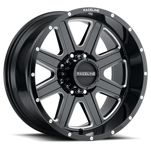 Aluminum Wheels 16x8 Hostage 940M Milled Gloss Black 0 Offset 5 on 127 Bolt Pattern 78.1 Bore Raceline
