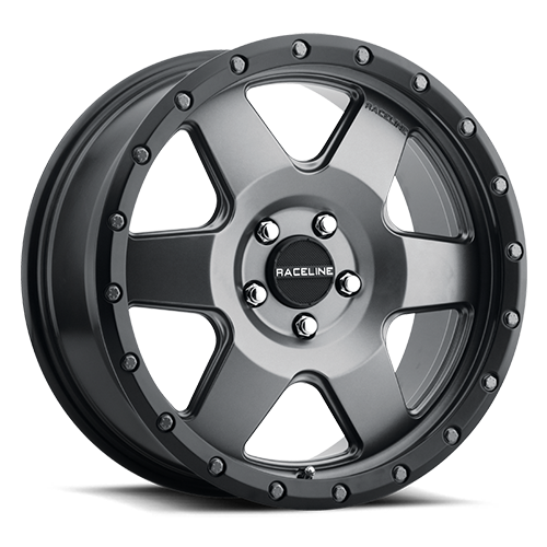 Aluminum Wheels 17x9 Boost 946G Satin Gunmetal Gray 6 Spoke 0 Offset 5 on 139.7 Bolt Pattern 107.95 Bore Raceline