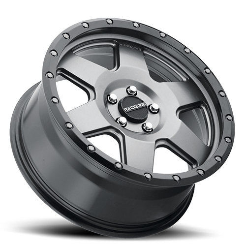 Aluminum Wheels 18x9 Boost 946G Satin Gunmetal Gray 6 Spoke -12 Offset 5 on 139.7 Bolt Pattern 107.95 Bore Raceline