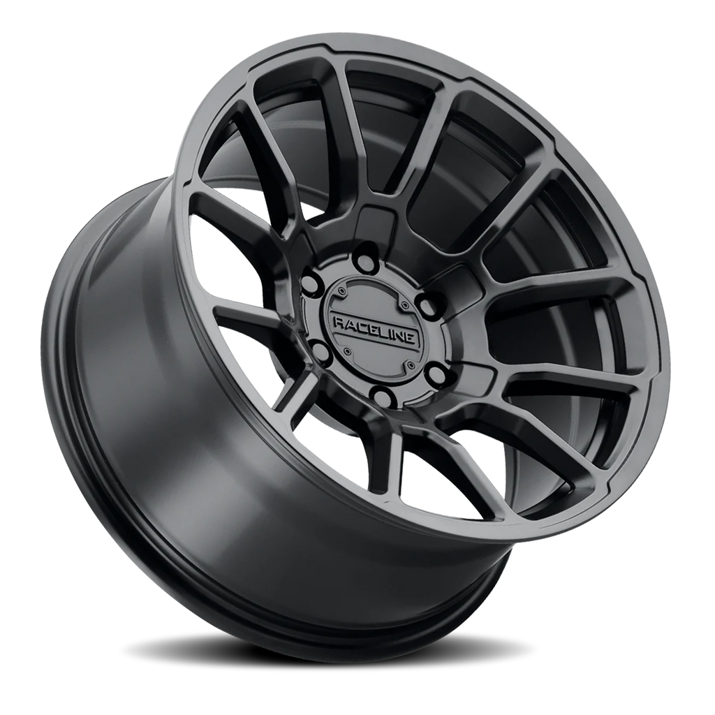 Aluminum Wheels 18x9 Gauge 950B Satin Black Multi Spoke -12 Offset 6 on 139.7 Bolt Pattern 106.1 Bore Raceline