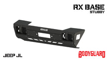 Load image into Gallery viewer, 2018-2025 Jeep Wrangler JL Front Bumper Stubby Base For No Push Bar End Cap Light Cutouts Texture Black Powdercoat Bodyguard Bumpers