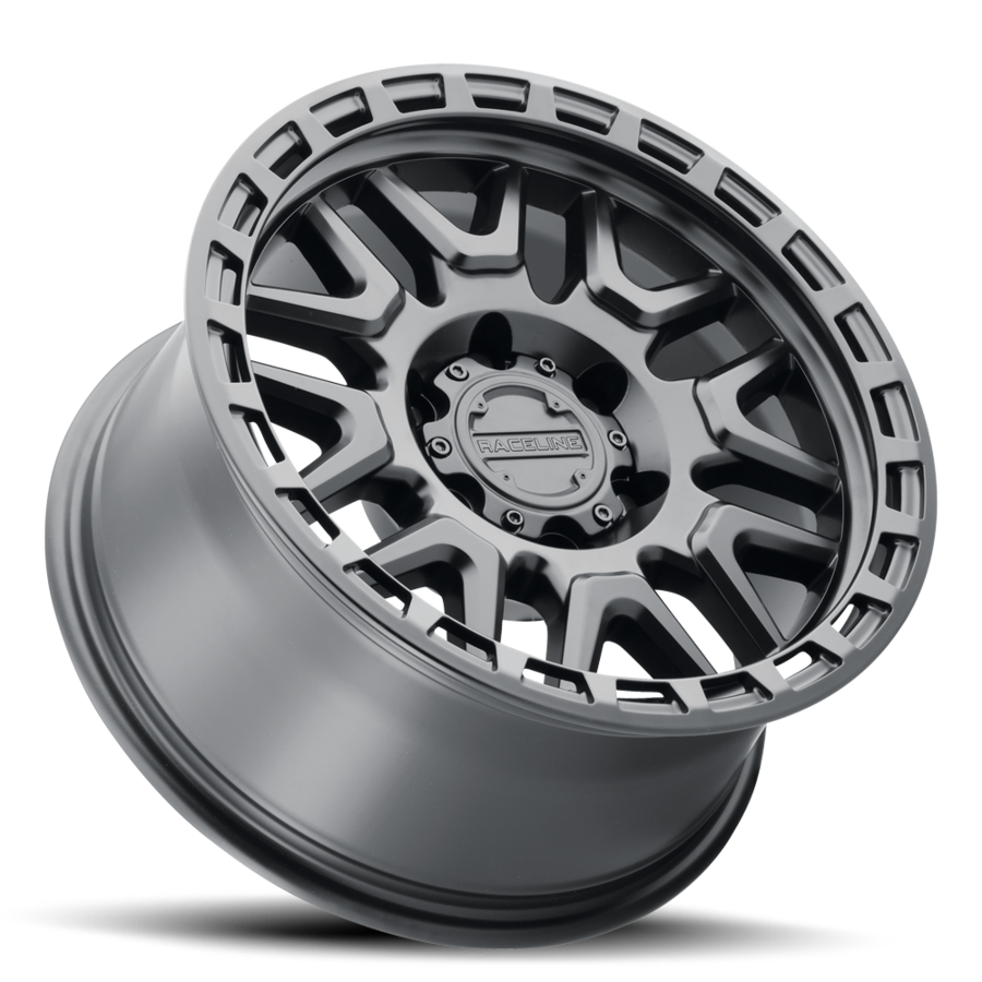 Aluminum Wheels 16x8 Krank 953B Satin Black 0 Offset 5 on 139.7 Bolt Pattern 106.5 Bore Raceline
