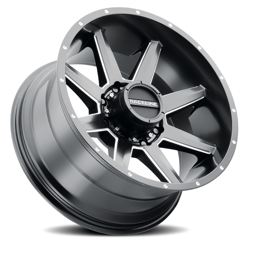 Aluminum Wheels 17x9 Stryker 954M Milled-Dimples Satin Black -12 Offset 5 on 127 Bolt Pattern 87.1 Bore Raceline