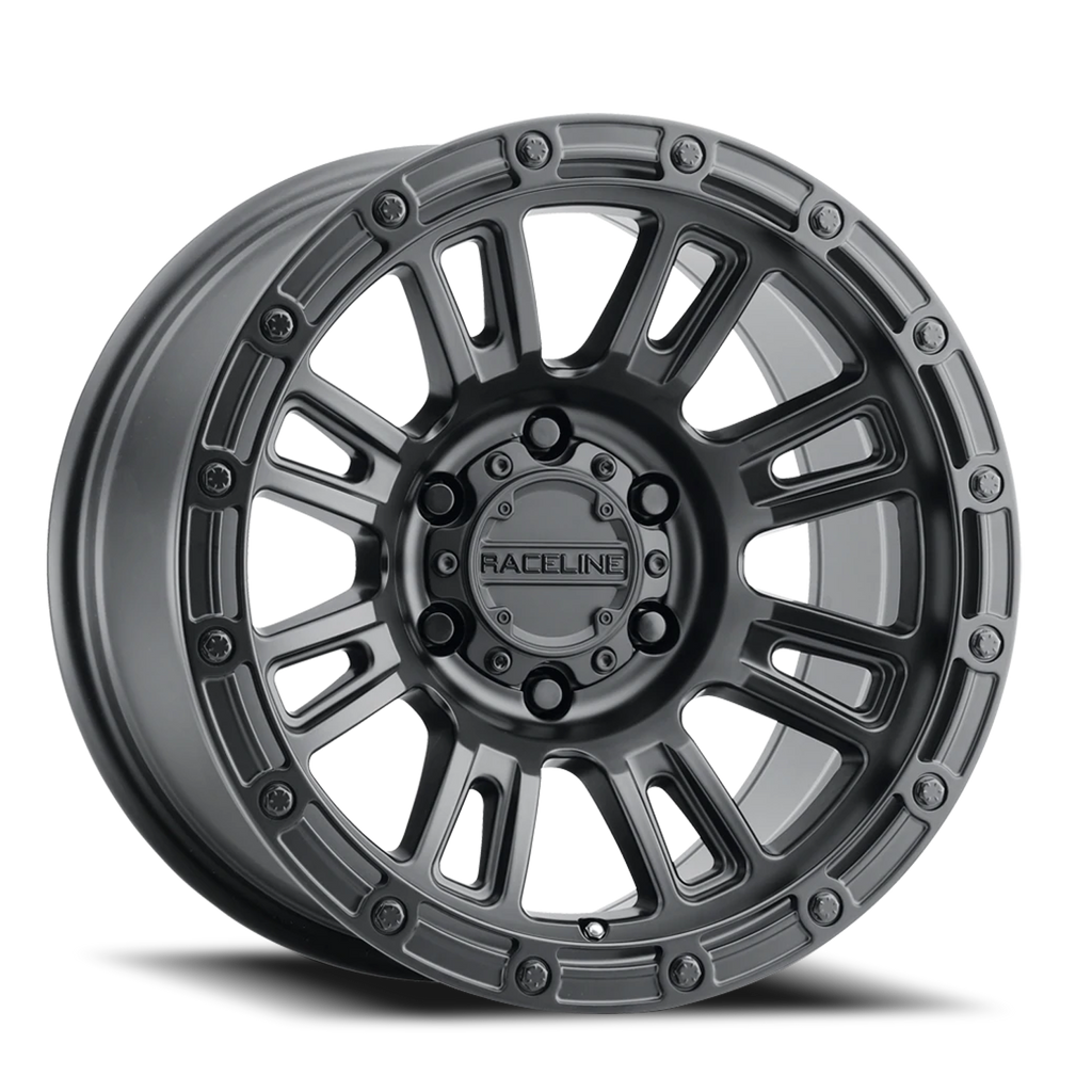 Aluminum Wheels 18x9 Compass 956B Satin Black -12 Offset 8 on 165.1 Bolt Pattern 125.2 Bore Raceline
