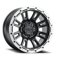 Load image into Gallery viewer, Aluminum Wheels 17x8.5 Compass 956BS Satin Black Silver Ring 0 Offset 5 on 127 Bolt Pattern 78.1 Bore Raceline