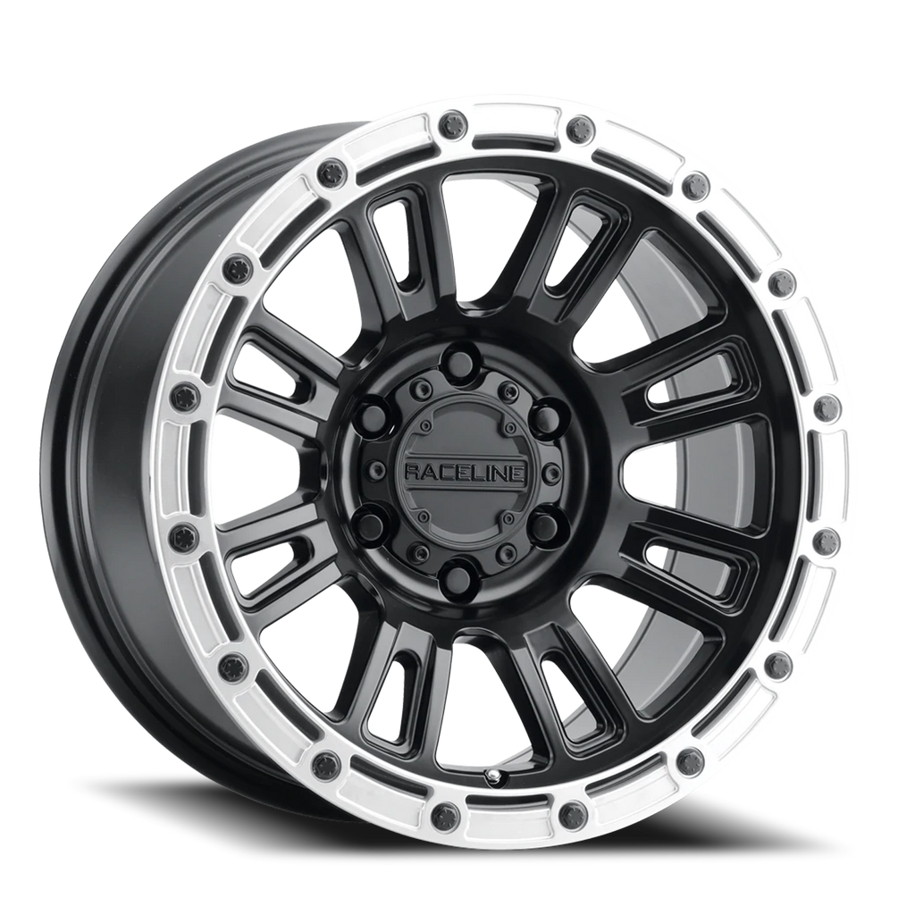 Aluminum Wheels 17x8.5 Compass 956BS Satin Black Silver Ring 0 Offset 6 on 135 Bolt Pattern 87.1 Bore Raceline
