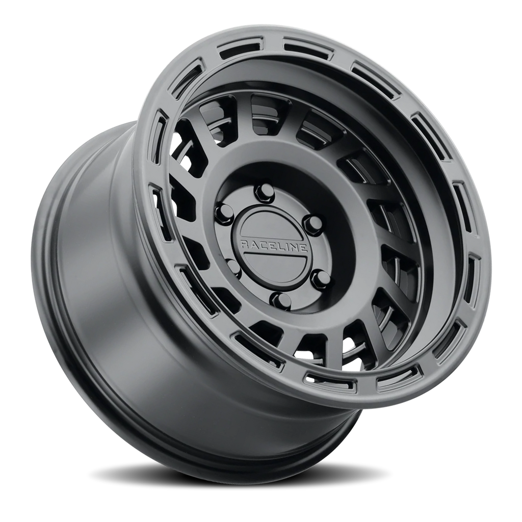Aluminum Wheels 17x8.5 Halo 957B Satin Black 0 Offset 6 on 135 Bolt Pattern 87.1 Bore Raceline