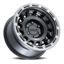Load image into Gallery viewer, Aluminum Wheels 17x8.5 Halo 957BS Satin Black Silver Ring 0 Offset 5 on 127 Bolt Pattern 78.1 Bore Raceline