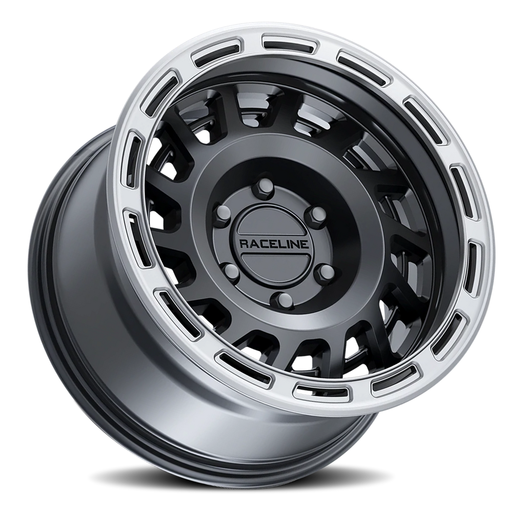 Aluminum Wheels 17x8.5 Halo 957BS Satin Black Silver Ring 0 Offset 6 on 135 Bolt Pattern 87.1 Bore Raceline