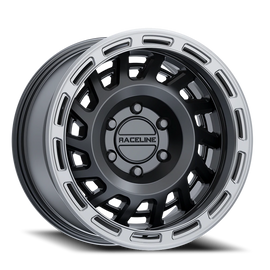Aluminum Wheels 18x9 Halo 957BS Satin Black Silver Ring -12 Offset 6 on 139.7 Bolt Pattern 106.1 Bore Raceline