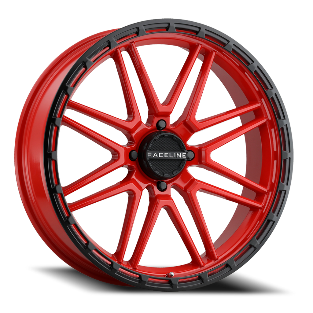 Aluminum Wheels 22x7 Krank XL UTV A11R Red Satin Black Bead Ring 0 Offset 4 on 156 Bolt Pattern 132.5 Bore Raceline