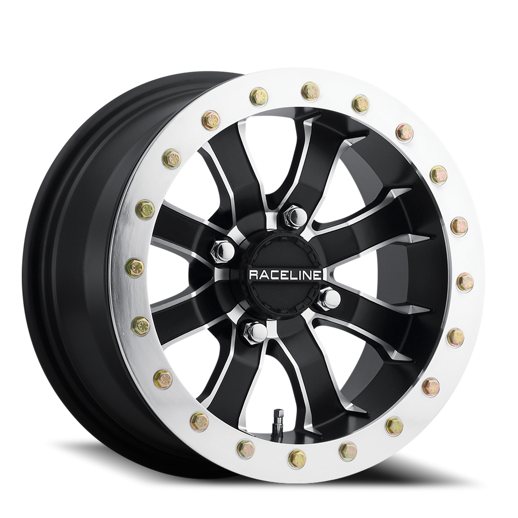 Aluminum Wheels 14x10 Mamba Beadlock UTV A71 Machined Lip Satin Black 0 Offset 4 on 156 Bolt Pattern Raceline