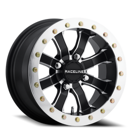 Aluminum Wheels 14x7 Mamba Beadlock UTV A71 Machined Lip Satin Black 0 Offset 4 on 110 Bolt Pattern Raceline