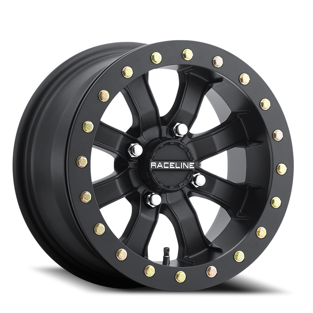 Aluminum Wheels 15x7 Black Mamba Beadlock UTV A71B Satin Black 0 Offset 4 on 137 Bolt Pattern Raceline