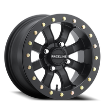 Load image into Gallery viewer, Aluminum Wheels 15x7 Black Mamba Beadlock UTV A71B Satin Black 0 Offset 4 on 137 Bolt Pattern Raceline