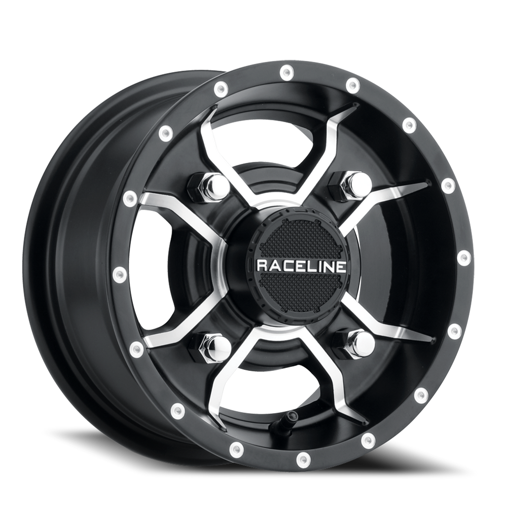 Aluminum Wheels 12x7 Mamba UTV A77 Machined Spokes Satin Black -47 Offset 4 on 110 Bolt Pattern Raceline