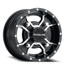Load image into Gallery viewer, Aluminum Wheels 12x7 Mamba UTV A77 Machined Spokes Satin Black 10 Offset 4 on 110 Bolt Pattern Raceline