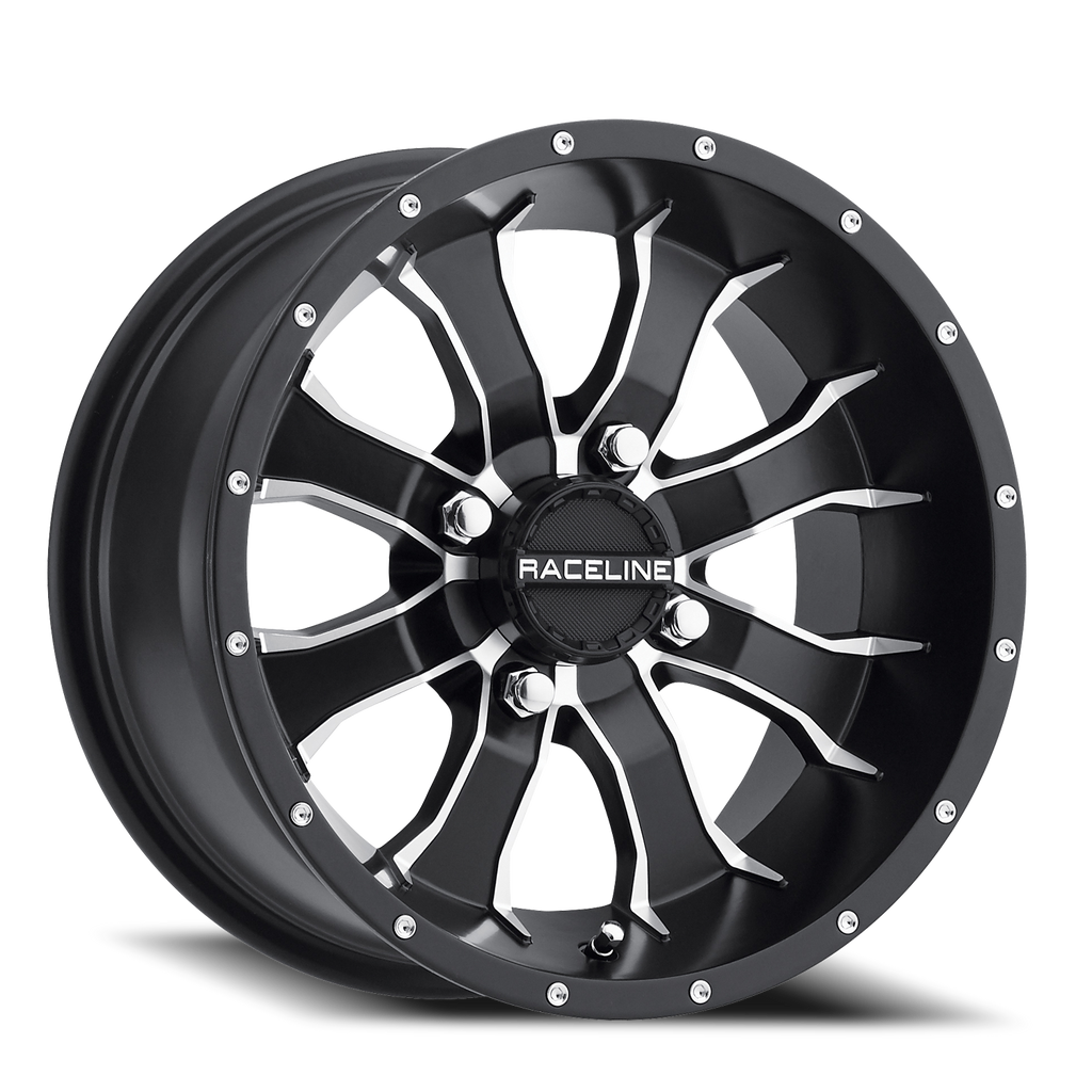 Aluminum Wheels 14x7 Mamba UTV A77 Machined Spokes Satin Black 5 Offset 4 on 156 Bolt Pattern Raceline