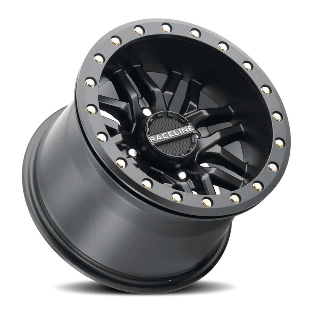 Aluminum Wheels 15x10 Ryno Beadlock UTV A91B Machined Face Satin Black 0 Offset 4 on 137 Bolt Pattern 113.9 Bore Raceline