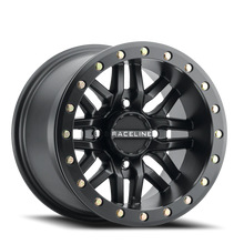 Load image into Gallery viewer, Aluminum Wheels 15x10 Ryno Beadlock UTV A91B Machined Face Satin Black 0 Offset 4 on 156 Bolt Pattern 134.3 Bore Raceline