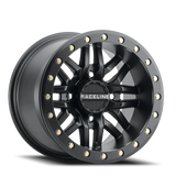 Raceline A91B-57056-52 Aluminum Wheels 15x7 Ryno Beadlock UTV A91B Machined Face Satin Black 10 Offset 4 on 156 Bolt Pattern 134.3 Bore Raceline