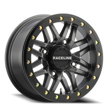 Load image into Gallery viewer, Aluminum Wheels 14x7 Ryno Beadlock UTV A91G Matte Dark Gunmetal Grey 10 Offset 4 on 156 Bolt Pattern 134.3 Bore Raceline