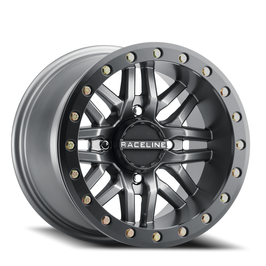 Aluminum Wheels 15x10 Ryno Beadlock UTV A91G Matte Dark Gunmetal Grey 0 Offset 4 on 137 Bolt Pattern 113.9 Bore Raceline