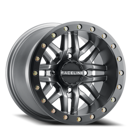 Aluminum Wheels 15x10 Ryno Beadlock UTV A91G Matte Dark Gunmetal Grey 0 Offset 4 on 156 Bolt Pattern 134.3 Bore Raceline