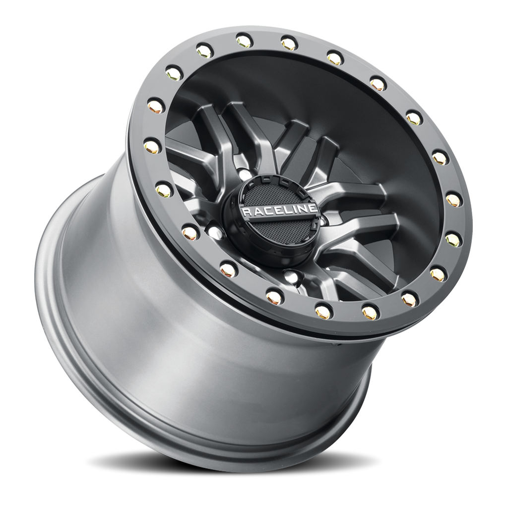 Aluminum Wheels 15x7 Ryno Beadlock UTV A91G Matte Dark Gunmetal Grey 10 Offset 4 on 156 Bolt Pattern 134.3 Bore Raceline
