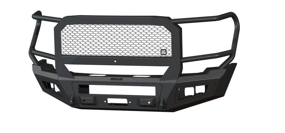 A2 Front Bumper Extreme For 2024-2026 Sierra 2500/3500 HD Sensor Cutouts With Mesh Grill With Camera Harness Texture Black Powdercoat Bodyguard Bumpers
