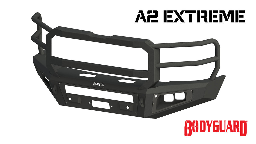A2 Front Bumper Extreme For 2019-2026 Ram 4500/5500 HD Sensor Cutouts With Mesh Grill With Camera Harness Bare Metal Fits 4500/5500 Fender Trim Bodyguard Bumpers